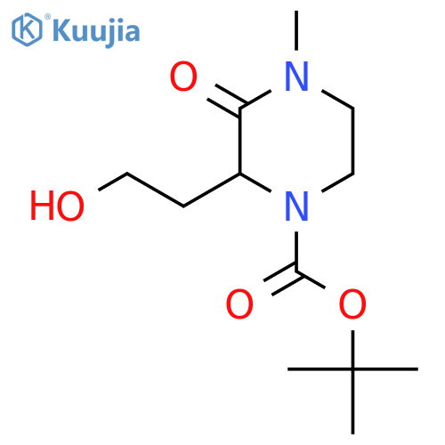 tert-butyl 2-(2-hydroxyethyl)-4-methyl-3-oxopiperazine-1-carboxylate structure