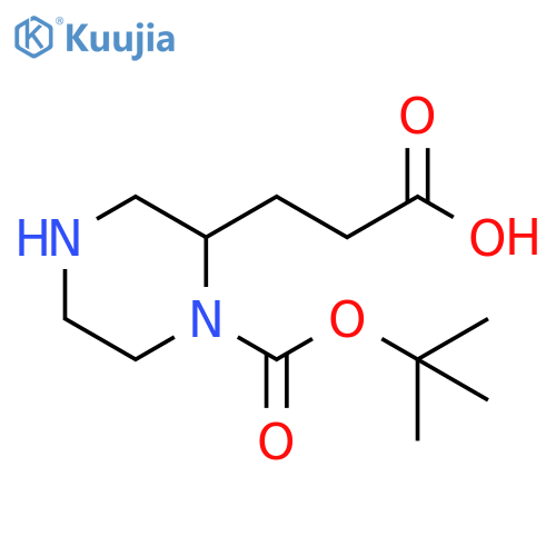 2-(2-Carboxy-ethyl)-piperazine-1-carboxylic acid tert-butyl ester structure