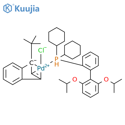 Chloro(1-t-butylindenyl)[2-(dicyclohexylphosphino)-2',6'-di-i-propoxy-1,1'-biphenyl]palladium(II) structure