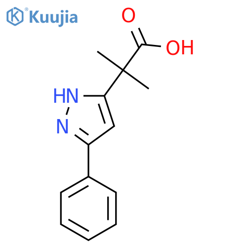 2-methyl-2-(3-phenyl-1H-pyrazol-5-yl)propanoic acid structure