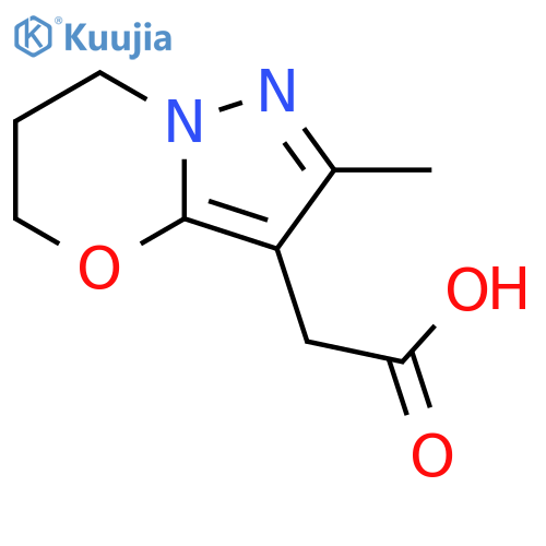 2-{2-methyl-5H,6H,7H-pyrazolo[3,2-b][1,3]oxazin-3-yl}acetic acid structure