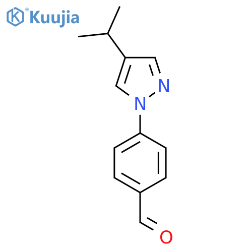 4-4-(propan-2-yl)-1H-pyrazol-1-ylbenzaldehyde structure