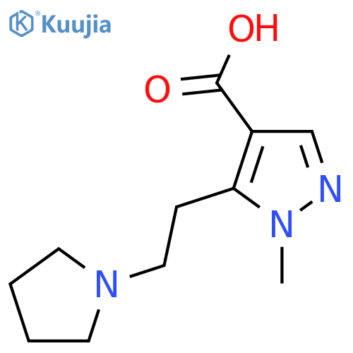 1-methyl-5-2-(pyrrolidin-1-yl)ethyl-1H-pyrazole-4-carboxylic acid structure