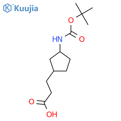 3-(3-{(tert-butoxy)carbonylamino}cyclopentyl)propanoic acid structure