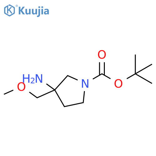 1-Pyrrolidinecarboxylic acid, 3-amino-3-(methoxymethyl)-, 1,1-dimethylethyl ester structure
