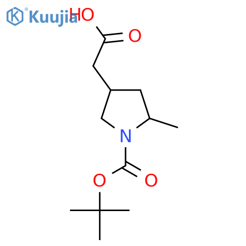 2-{1-(tert-butoxy)carbonyl-5-methylpyrrolidin-3-yl}acetic acid, Mixture of diastereomers structure