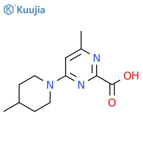 4-Methyl-6-(4-methylpiperidin-1-yl)pyrimidine-2-carboxylic acid structure