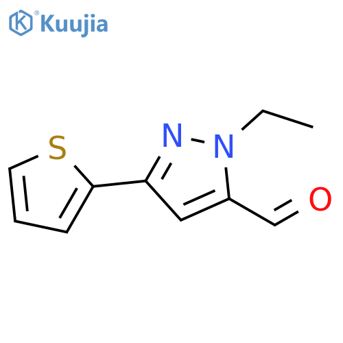 1-ethyl-3-(thiophen-2-yl)-1H-pyrazole-5-carbaldehyde structure