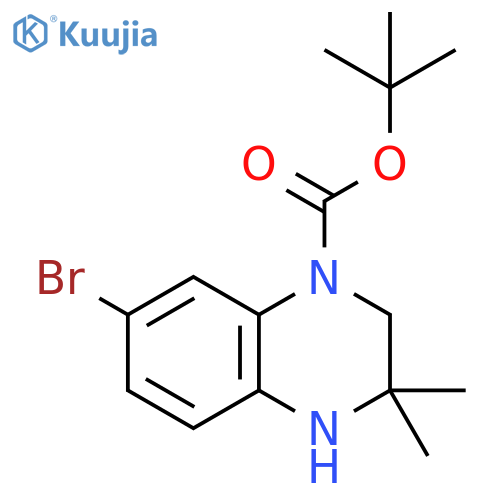 tert-butyl 7-bromo-3,3-dimethyl-1,2,3,4-tetrahydroquinoxaline-1-carboxylate structure