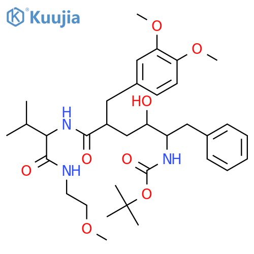 tert-butyl N-[(1S,2S,4R)-1-benzyl-4-[(3,4-dimethoxyphenyl)methyl]-2-hydroxy-5-[[(1S)-1-(2-methoxyethylcarbamoyl)-2-methyl-propyl]amino]-5-oxo-pentyl]carbamate structure