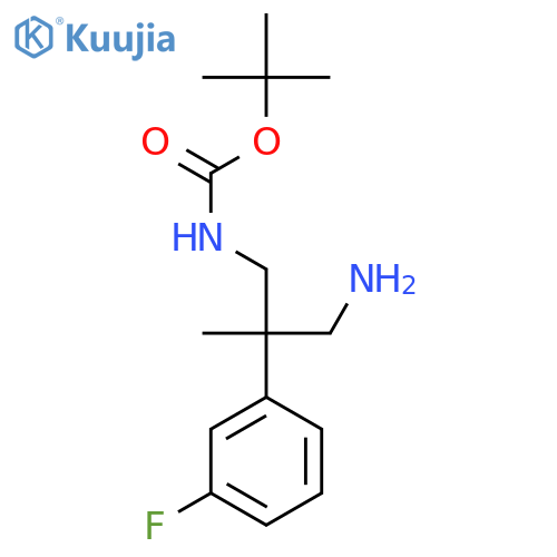 tert-butyl N-3-amino-2-(3-fluorophenyl)-2-methylpropylcarbamate structure