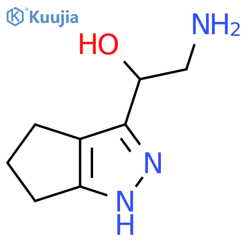 2-amino-1-{1H,4H,5H,6H-cyclopentacpyrazol-3-yl}ethan-1-ol structure
