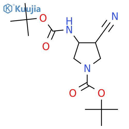 Tert-butyl 3-{[(tert-butoxy)carbonyl]amino}-4-cyanopyrrolidine-1-carboxylate structure