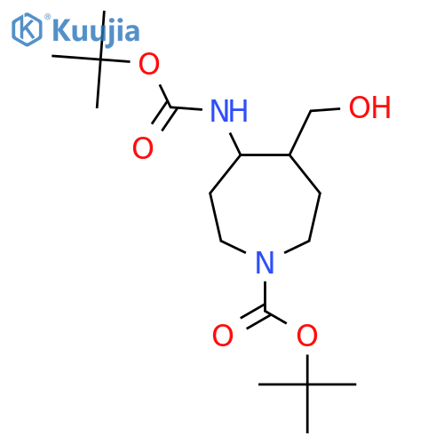 Tert-butyl 4-{[(tert-butoxy)carbonyl]amino}-5-(hydroxymethyl)azepane-1-carboxylate structure