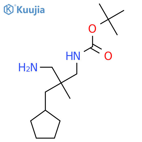 tert-butyl N-3-amino-2-(cyclopentylmethyl)-2-methylpropylcarbamate structure