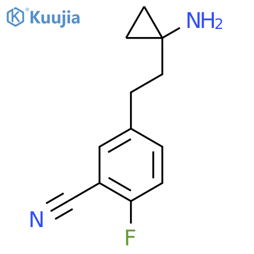5-2-(1-aminocyclopropyl)ethyl-2-fluorobenzonitrile structure