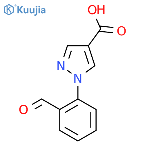 1-(2-formylphenyl)-1H-pyrazole-4-carboxylic acid structure
