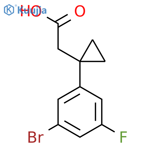 2-1-(3-bromo-5-fluorophenyl)cyclopropylacetic acid structure