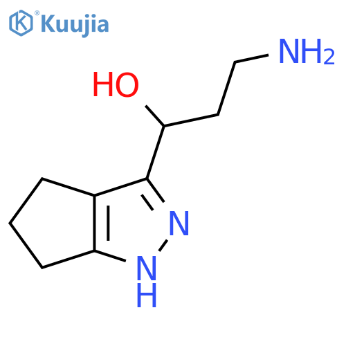 3-amino-1-{1H,4H,5H,6H-cyclopentacpyrazol-3-yl}propan-1-ol structure