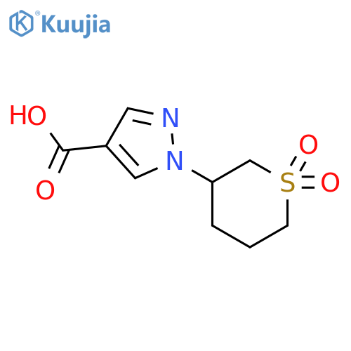 1H-Pyrazole-4-carboxylic acid, 1-(tetrahydro-1,1-dioxido-2H-thiopyran-3-yl)- structure