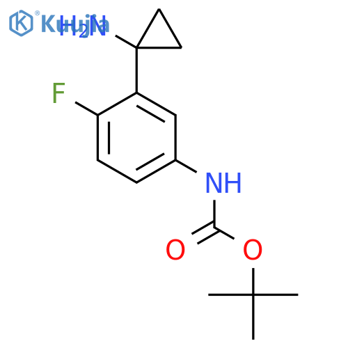 tert-butyl N-3-(1-aminocyclopropyl)-4-fluorophenylcarbamate structure