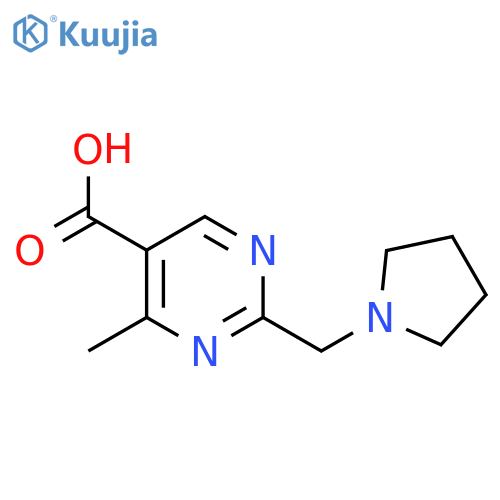 4-Methyl-2-(pyrrolidin-1-ylmethyl)pyrimidine-5-carboxylic acid structure