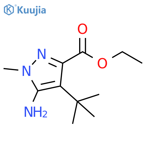 1H-Pyrazole-3-carboxylic acid, 5-amino-4-(1,1-dimethylethyl)-1-methyl-, ethyl ester structure