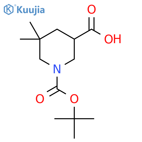1-tert-butoxycarbonyl-5,5-dimethyl-piperidine-3-carboxylic acid structure