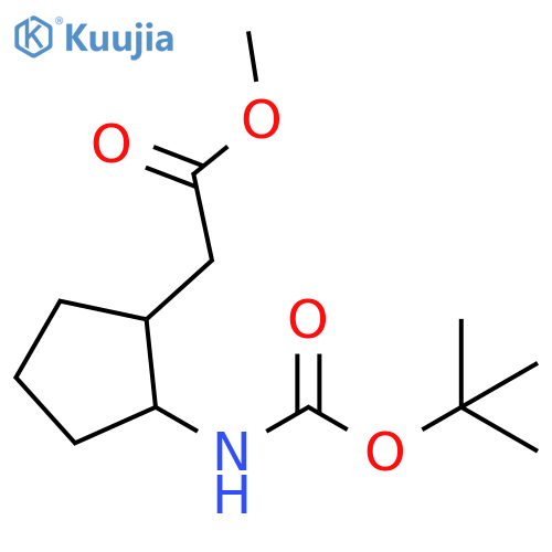 methyl 2-(2-{(tert-butoxy)carbonylamino}cyclopentyl)acetate structure