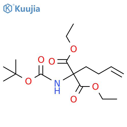 Propanedioic acid, 2-(3-buten-1-yl)-2-[[(1,1-dimethylethoxy)carbonyl]amino]-, 1,3-diethyl ester structure