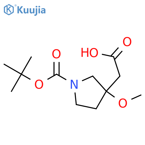 2-{1-[(tert-butoxy)carbonyl]-3-methoxypyrrolidin-3-yl}acetic acid structure