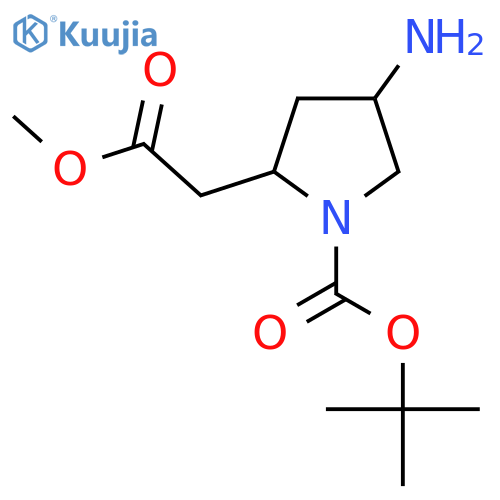 tert-butyl 4-amino-2-(2-methoxy-2-oxoethyl)pyrrolidine-1-carboxylate structure