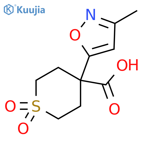 4-(3-methyl-1,2-oxazol-5-yl)-1,1-dioxo-1lambda6-thiane-4-carboxylic acid structure