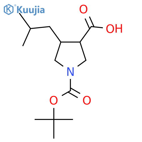 1-(tert-butoxy)carbonyl-4-(2-methylpropyl)pyrrolidine-3-carboxylic acid structure