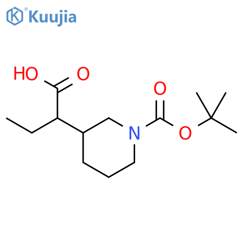 2-{1-[(tert-butoxy)carbonyl]piperidin-3-yl}butanoic
acid structure