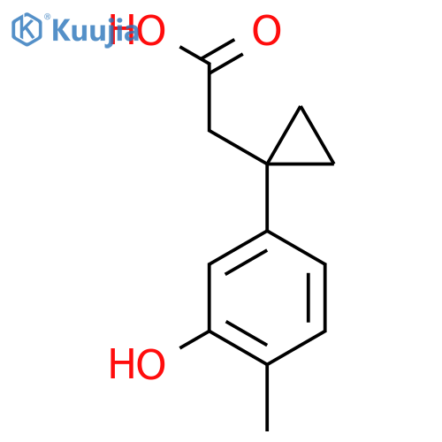 2-1-(3-hydroxy-4-methylphenyl)cyclopropylacetic acid structure