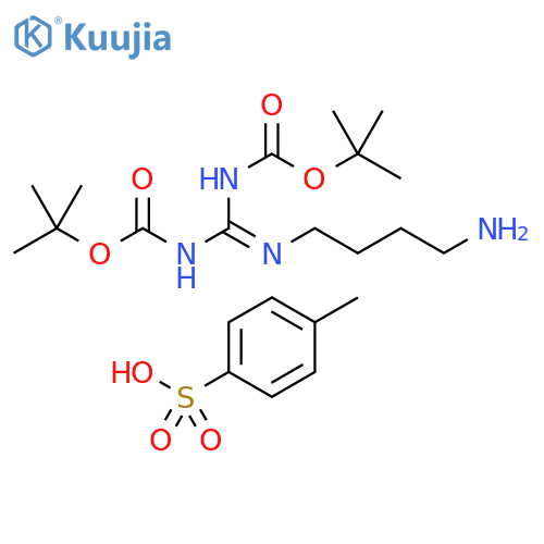 4-2,3-Bis(tert-butoxycarbonyl)guanidinobutyl-1-amine Hydrogen 4-Methylbenzenesulfonate structure