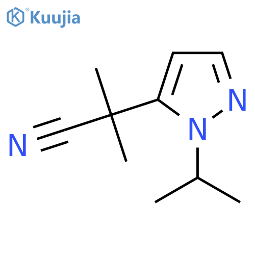 2-methyl-2-[1-(propan-2-yl)-1H-pyrazol-5-yl]propanenitrile structure