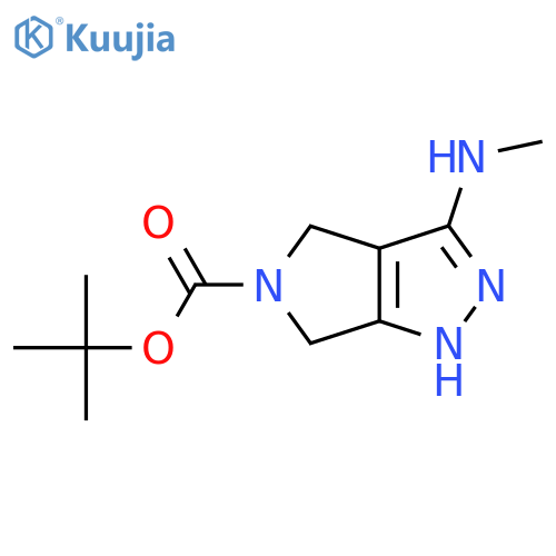tert-butyl 3-(methylamino)-1H,4H,5H,6H-pyrrolo3,4-cpyrazole-5-carboxylate structure