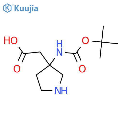 2-(3-{(tert-butoxy)carbonylamino}pyrrolidin-3-yl)acetic acid structure