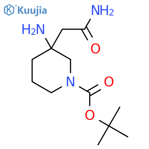 tert-butyl 3-amino-3-(carbamoylmethyl)piperidine-1-carboxylate structure