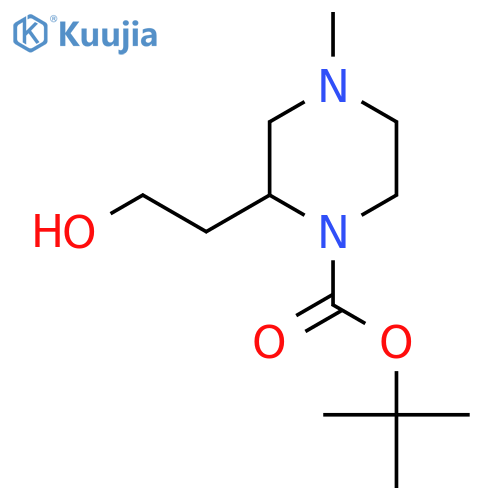 2-(2-Hydroxy-ethyl)-4-methyl-piperazine-1-carboxylic acid tert-butyl ester structure