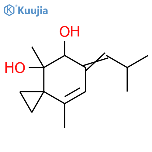 Spiro[2.5]oct-7-ene-4,5-diol, 4,8-dimethyl-6-(2-methylpropylidene)- structure