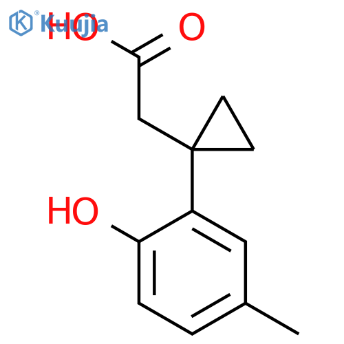 2-1-(2-hydroxy-5-methylphenyl)cyclopropylacetic acid structure