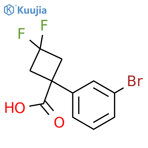 1-(3-bromophenyl)-3,3-difluoro-cyclobutanecarboxylic acid structure