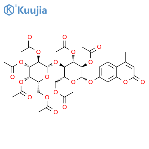 2H-1-Benzopyran-2-one, 4-methyl-7-[[2,3,6-tri-O-acetyl-4-O-(2,3,4,6-tetra-O-acetyl-β-D-galactopyranosyl)-β-D-glucopyranosyl]oxy]- structure