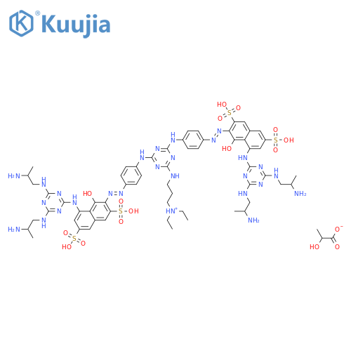 3-(2,4-bis(4-((5-(4,6-bis(2-aminopropylamino)-1,3,5-triazin-2-ylamino)-4-hydroxy-2,7-disulfonaphthalen-3-yl)azo)phenylamino)-1,3,5-triazin-6-ylamino)propyldiethylammonium lactate structure