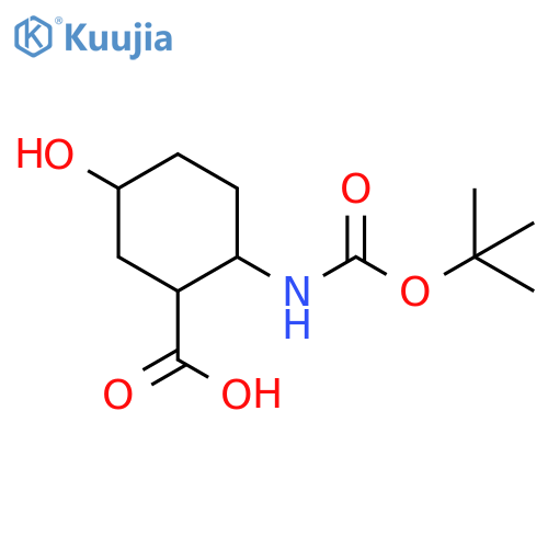 Cyclohexanecarboxylic acid, 2-[[(1,1-dimethylethoxy)carbonyl]amino]-5-hydroxy- structure