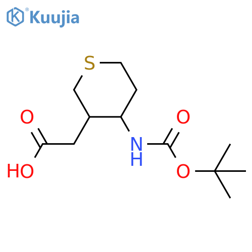 2-(4-{[(Tert-butoxy)carbonyl]amino}thian-3-yl)acetic acid structure
