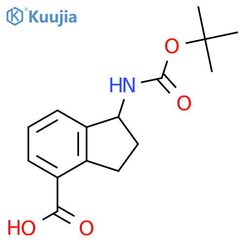 1-[(2-Methylpropan-2-yl)oxycarbonylamino]-2,3-dihydro-1H-indene-4-carboxylic acid structure